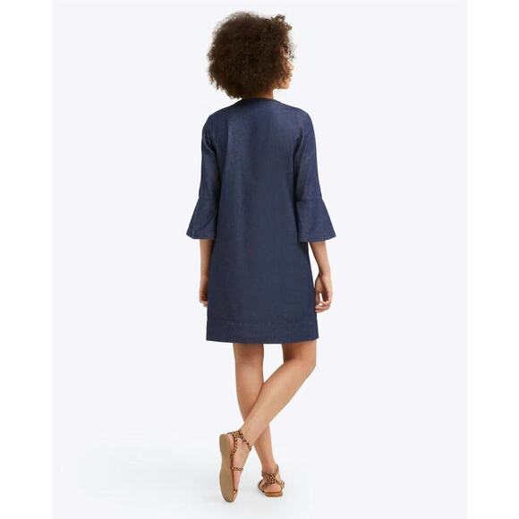 Draper James Chambray Ruffle Shift Dress New with Tags Size 6 - Picture 3 of 7